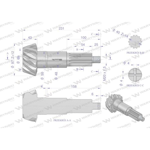 Wałek atakujący z kołem talerzowym C-385 80/17-098/9 | Exvi