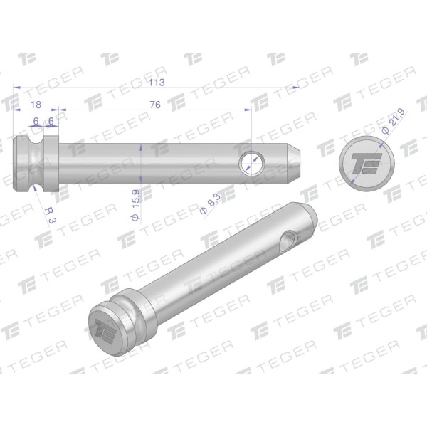 Sworzeń łącznika górnego 15.9x76x113 SLG15976113 | Exvi