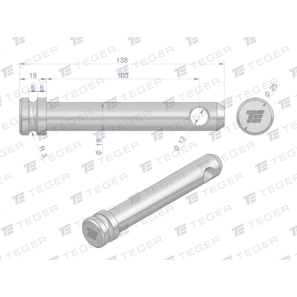Sworzeń łącznika górnego 19x103x138 TEGER SLG19103138 | Exvi