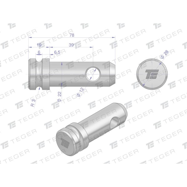 Sworzeń łącznika górnego 22x39x78 TEGER SLG223978 | Exvi