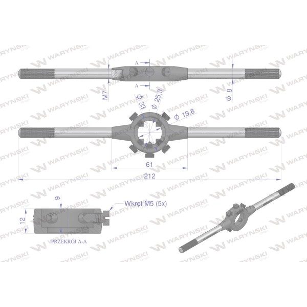 Oprawka 25x9 do narzynek ręcznych M7-M9 WMG318 | Exvi