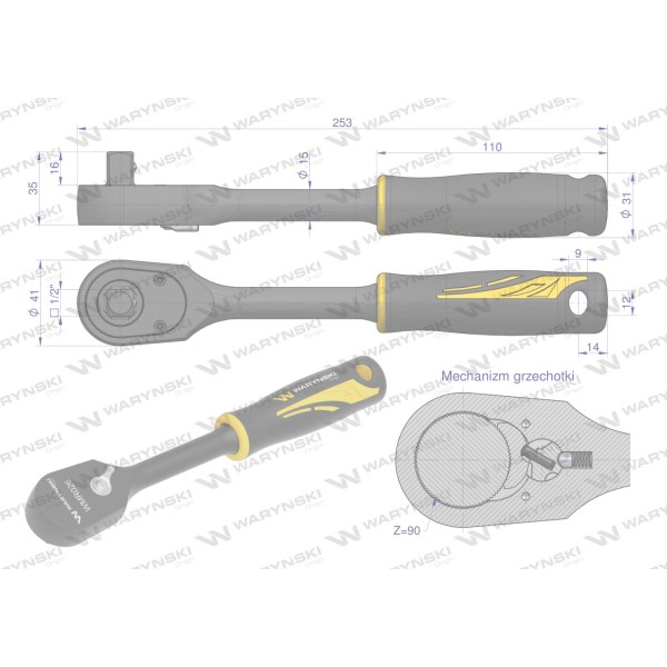 Grzechotka semihermetyczna 1/2". 90 T. WMR026 | Exvi