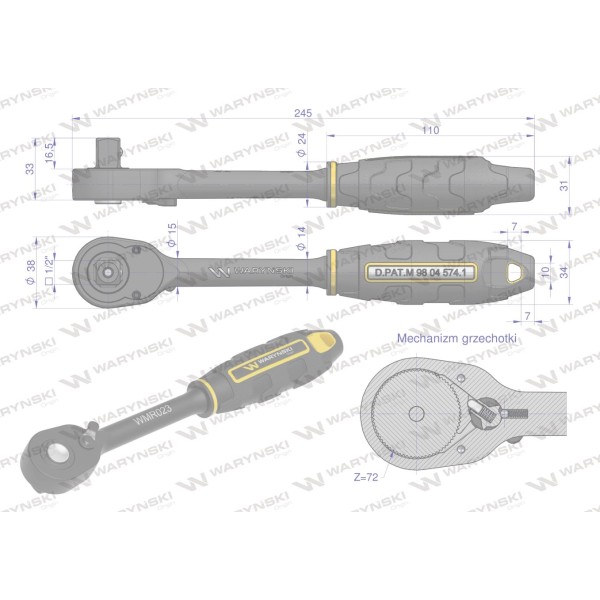 Grzechotka 1/2". 72 T. o zwiększonej WMR023 | Exvi