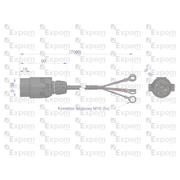Złącze elektryczne 5x7m typu wtyczka ZEWZ3.5X5EX | Exvi