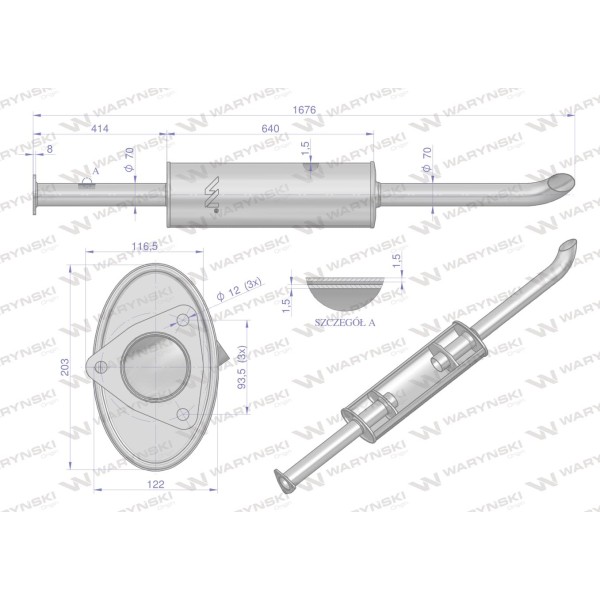 Tłumik TURBO 1676mm 9.8kg C-385inox 89/01-404/0 | Exvi