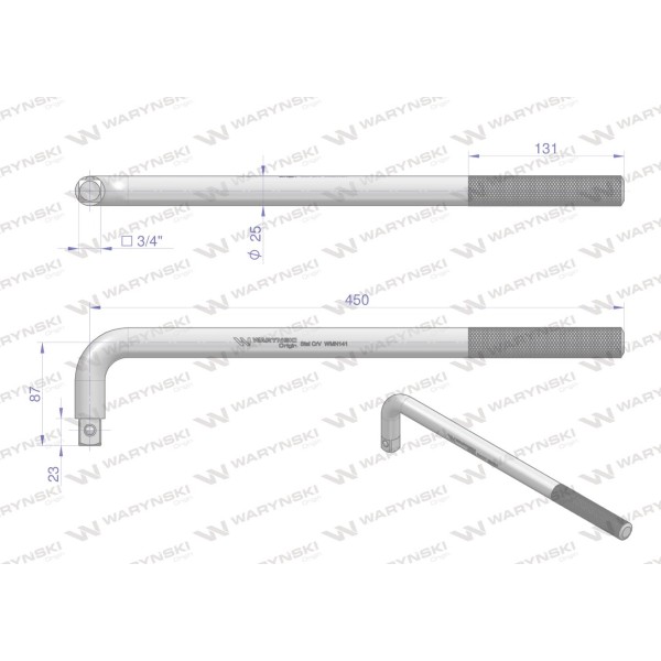 Uchwyt 3/4 wzmocniony typu L 450mm Waryński WMN141 | Exvi