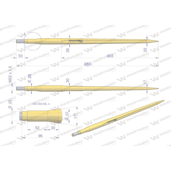Ząb ładowacza uniwersalny prosty L- 880 W9133-880P | Exvi