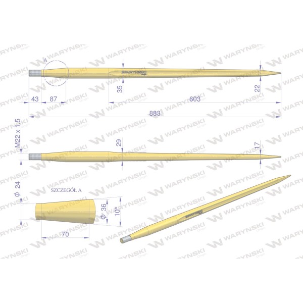 Ząb ładowacza uniwersalny prosty L- 880 W9132-880P | Exvi