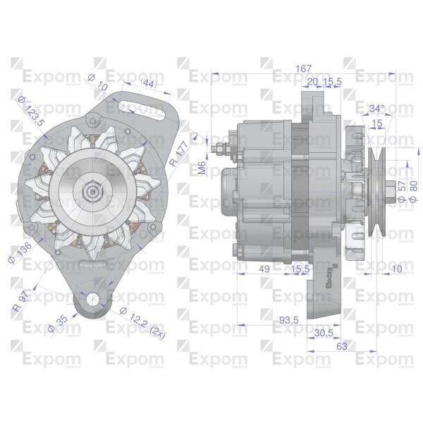 Alternator A124F 14V 44A URSUS EX-234000EX | Exvi