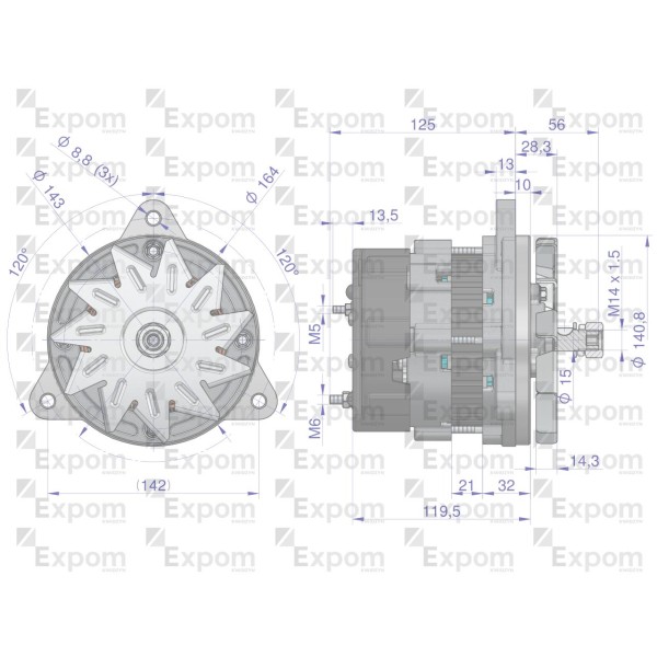 Alternator 14V. 55A. MF-4 3510000. EX-7005158M91EX | Exvi