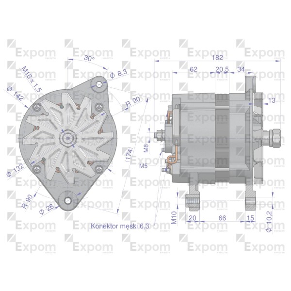 Alternator 14V. 95A. Zetor Forterra EX-9515713EX | Exvi