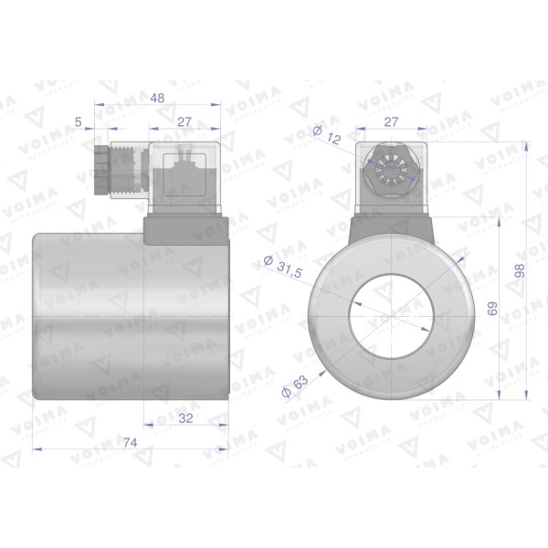 Cewka dzielnika elektrozaworu V-CEW-12VDC-80 | Exvi