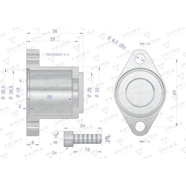 Kołpak rozdzielacza hydraulicznego dolny V-R40L-KD | Exvi