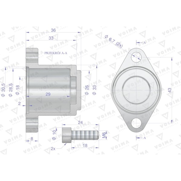 Kołpak rozdzielacza hydraulicznego dolny V-R80L-KD | Exvi