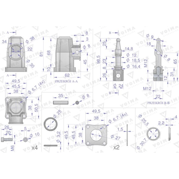 Kołpak rozdzielacza hydraulicznego górny V-R120L-KG | Exvi