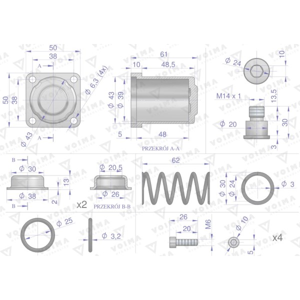 Kołpak rozdzielacza hydraulicznego dolny V-R120L-KDK | Exvi
