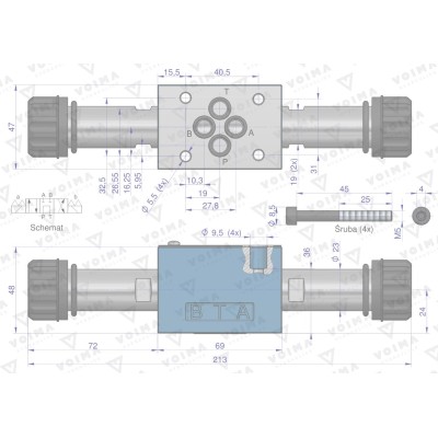 Rozdzielacz (elektrozawór CETOP 3 NG6) V-4WE6-GG2 | Exvi