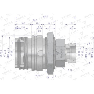 Zawór gniazdo ZSR (50490020) M22x1.5 V-ZSR-22GN | Exvi