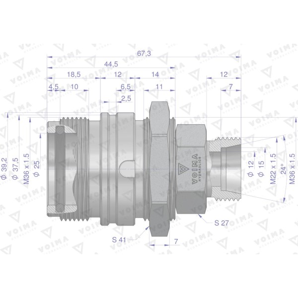 Zawór gniazdo ZSR (50490020) M22x1.5 V-ZSR-22GN | Exvi