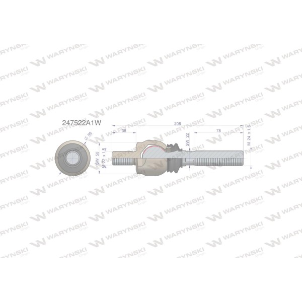 Przegub kierowniczy 208mm- M22x1,5 M24x1,5 247522A1W | Exvi