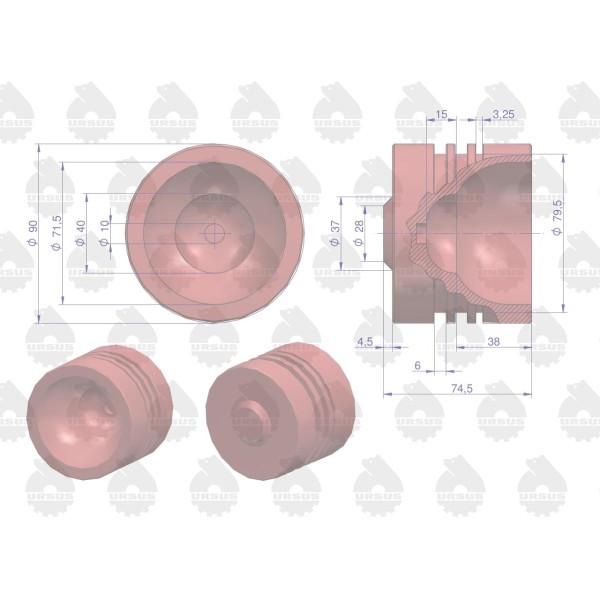 Tłok cylindra podnośnika 67118008 Zetor 70/11-805/0 | Exvi