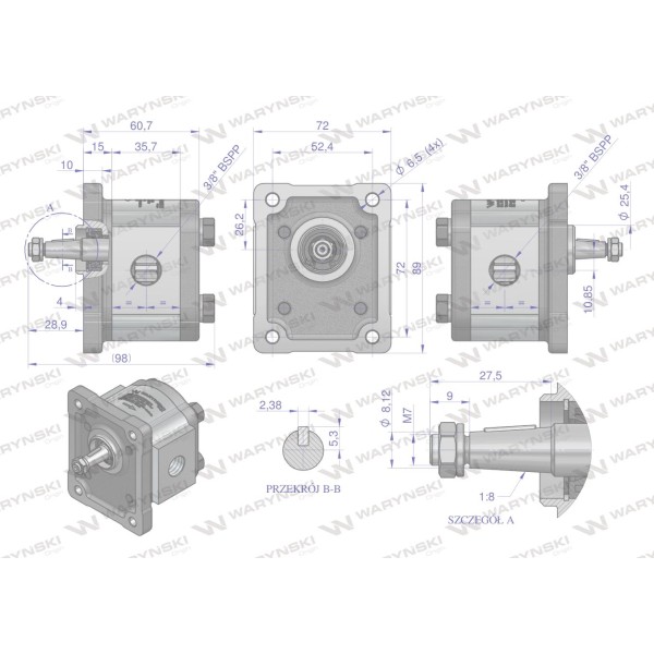 Pompa hydrauliczna zębata 1.0cm3 (grupa PHAG1E010PG | Exvi