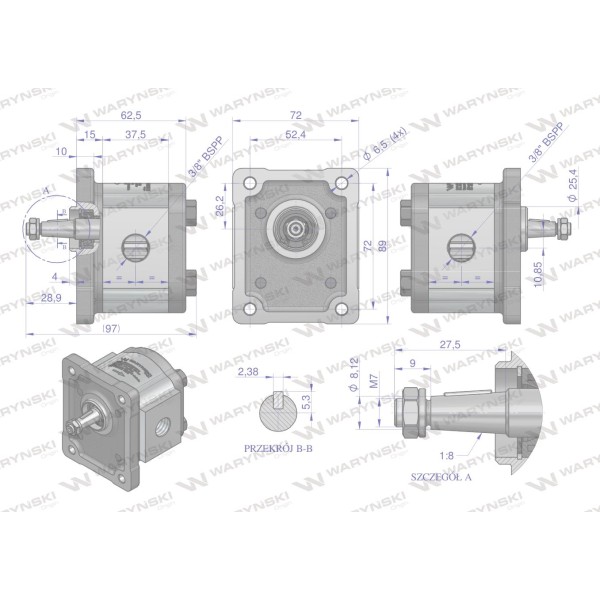 Pompa hydrauliczna zębata 1.5cm3 (grupa PHAG1E015PG | Exvi