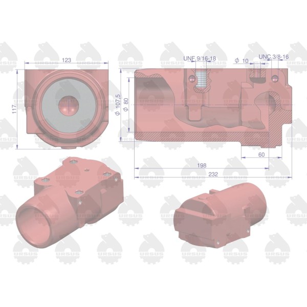 Cylinder podnośnika MF-3 ORYGINAŁ URSUS 897560M3U | Exvi