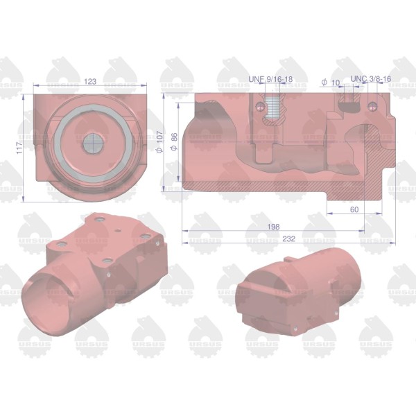 Cylinder podnośnika MF-4 ORYGINAŁ URSUS 1671082M1U | Exvi