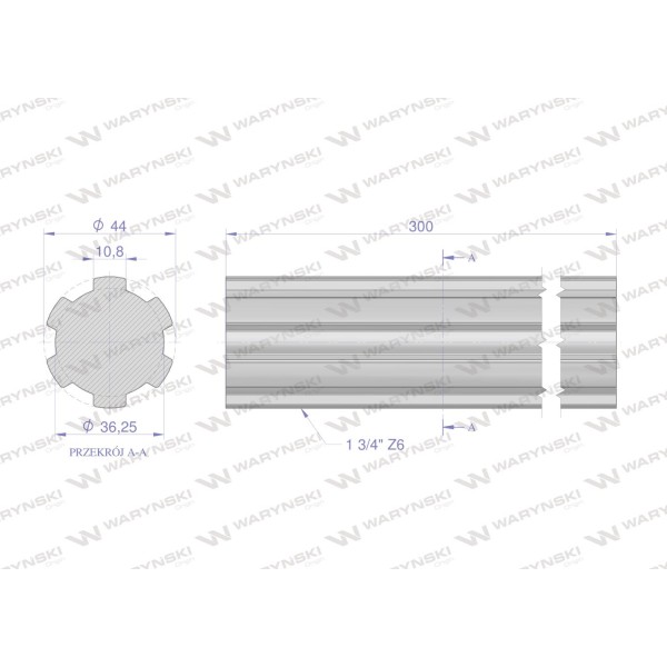 Wałek, WOM frezowany całościowo 300mm Z6 - 1 3450300 | Exvi