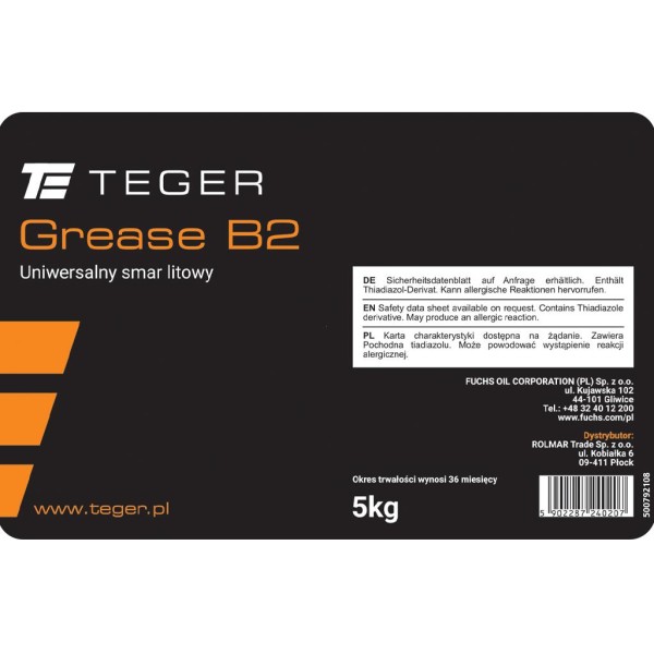 Smar uniwersalny litowy TEGER GREASE B2 SMB2-5 | Exvi