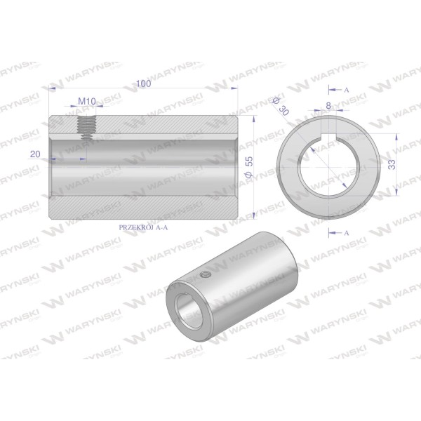 Tuleja, łącząca otwór fi 30mm z rowkiem 3633100 | Exvi