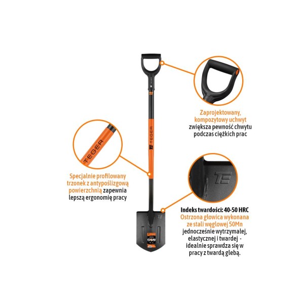 Szpadel szpiczasty na metalowym trzonku G-SSMT-03 | Exvi