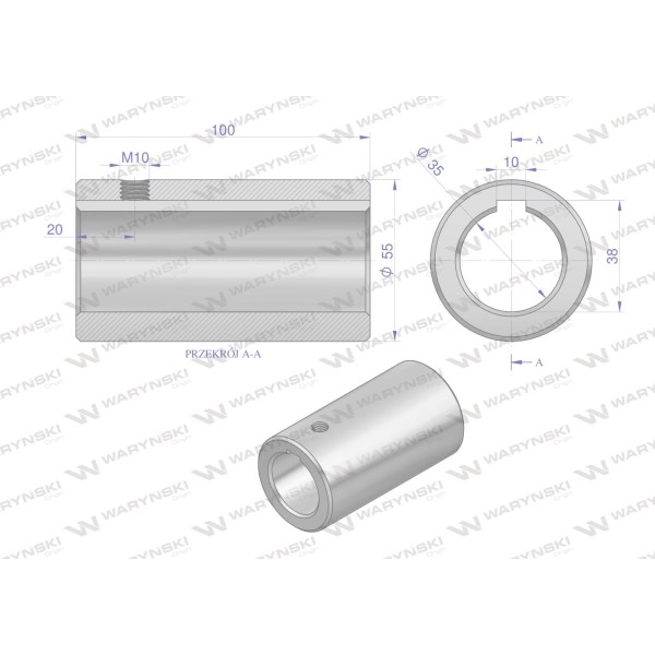 Tuleja, łącząca otwór fi 35mm z rowkiem 3634100 | Exvi
