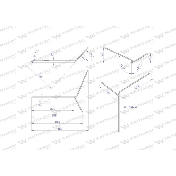 Palec zagarniający podwójny I L-510 mm. 3074140081 | Exvi