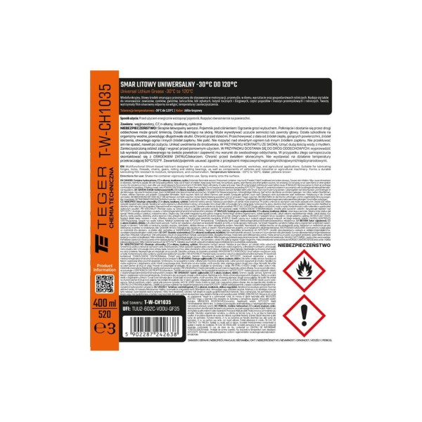 Smar litowy uniwersalny -30° do +120°, 400ml CH1035 | Exvi