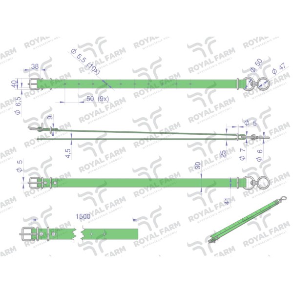 Obroża wąska, 150 cm x 3 cm z okrętką RF-96423150 | Exvi