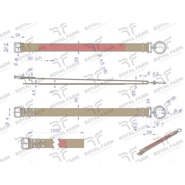 Obroża, 130 cm x 4 cm z okrętką 8 mm RF-96424130 | Exvi
