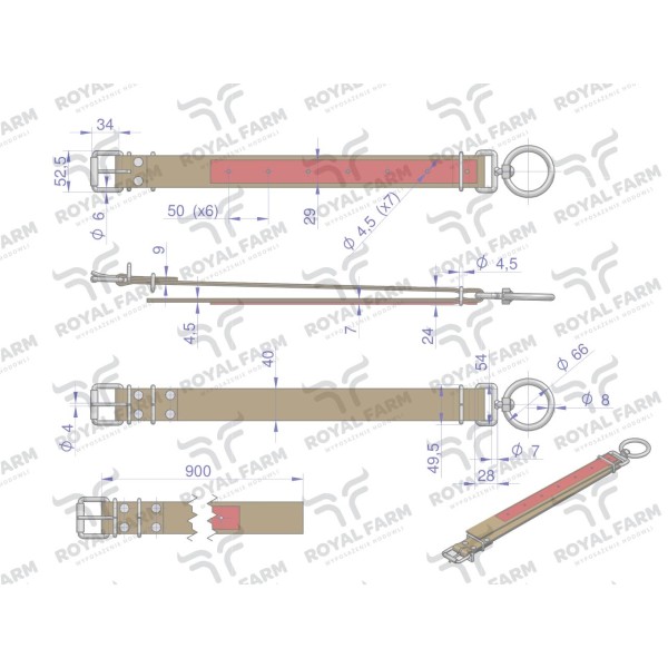Obroża, 90 cm x 4 cm z okrętką 8 mm RF-96424090 | Exvi