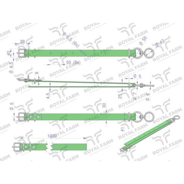 Obroża wąska, 100 cm x 3 cm z okrętką RF-96423100 | Exvi