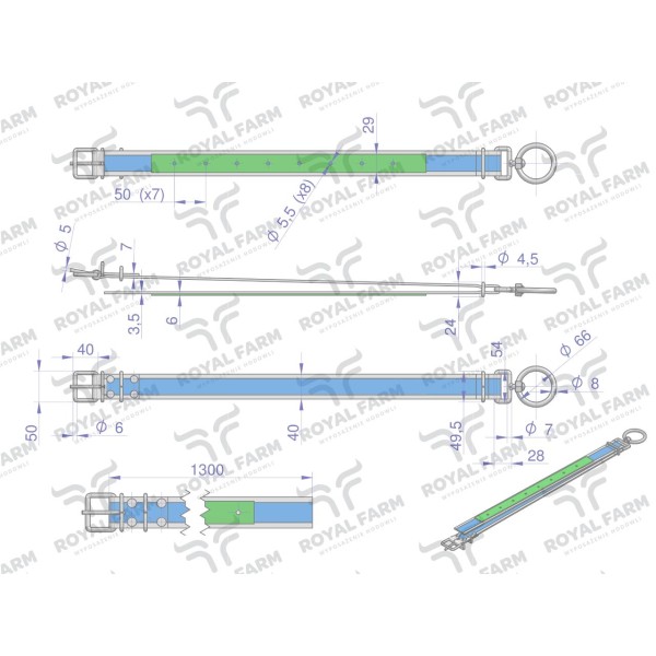 Obroża dla cieląt, 130 cm x 4 cm RF-96434130 | Exvi