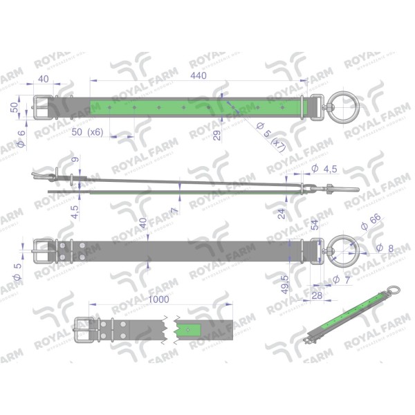 Obroża, 110 cm x 4 cm z okrętką 8 mm RF-96429110 | Exvi