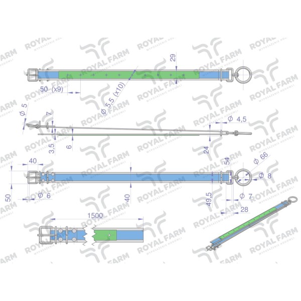Obroża dla cieląt, 150 cm x 4 cm RF-96434150 | Exvi