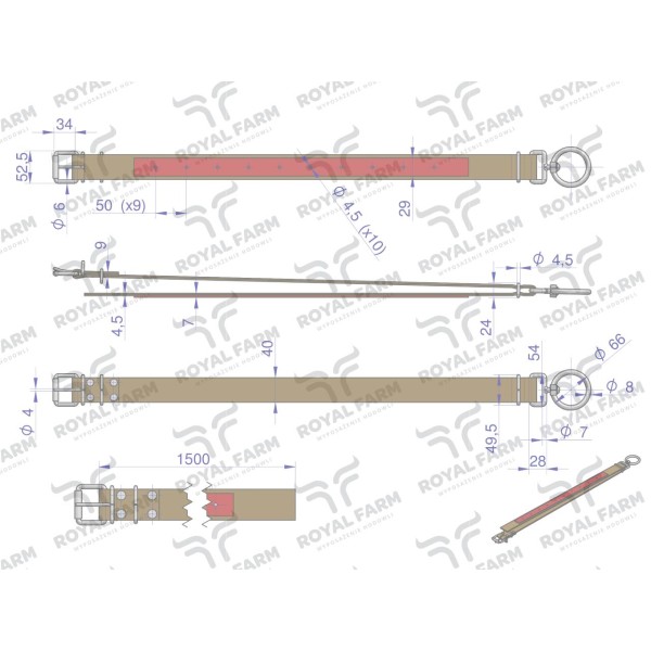 Obroża, 150 cm x 4 cm z okrętką 8 mm RF-96424150 | Exvi
