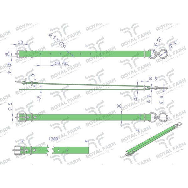 Obroża wąska, 130 cm x 3 cm z okrętką RF-96423130 | Exvi