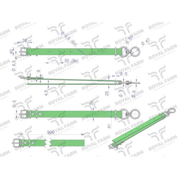 Obroża wąska, 90 cm x 3 cm z okrętką RF-96423090 | Exvi