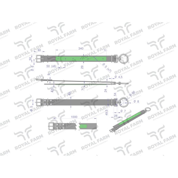 Obroża, 100 cm x 4 cm z okrętką 8 mm RF-96429100 | Exvi