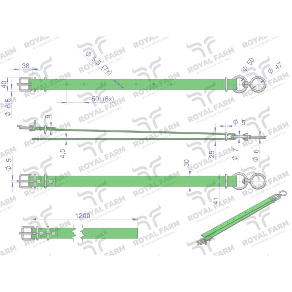 Obroża wąska, 120 cm x 3 cm z okrętką RF-96423120 | Exvi