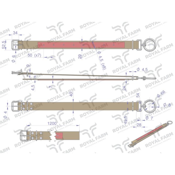 Obroża, 120 cm x 4 cm z okrętką 8 mm RF-96424120 | Exvi
