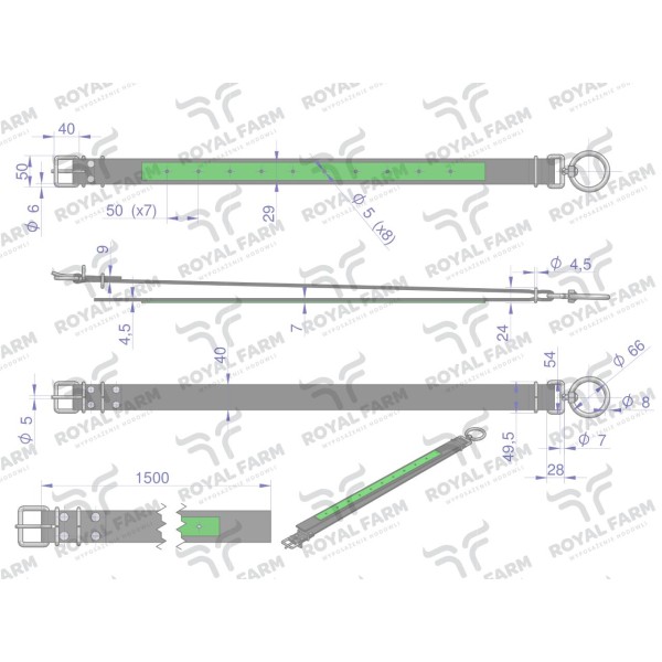 Obroża, 150 cm x 4 cm z okrętką 8 mm RF-96429150 | Exvi